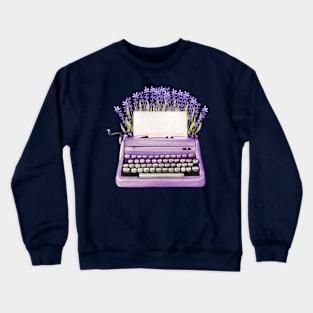 LILAC PURPLE VIOLET VINTAGE TYPEWRITER WITH FLOWERS Crewneck Sweatshirt